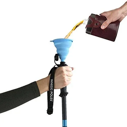 Whiski Poles Are High Performance Ski Pole Flasks Holding 16 oz + Free Collapsible Funnel + Stickers!, Matte Black, 120 cm, 48