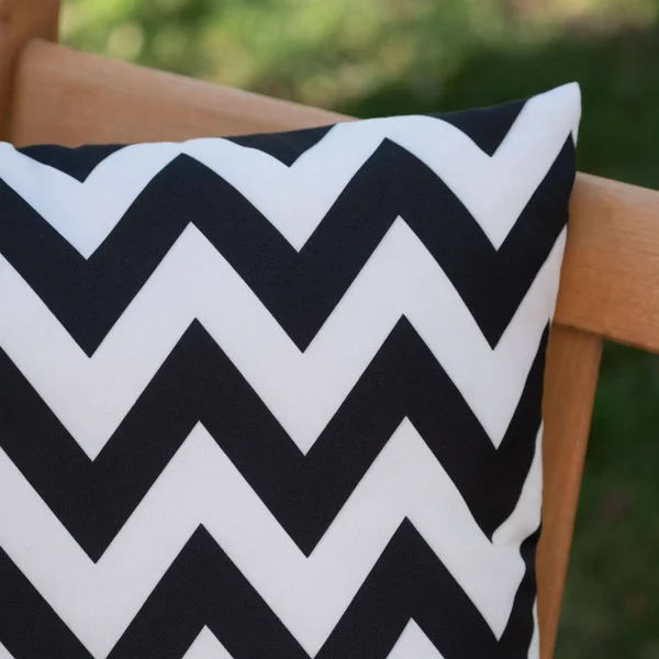 18x22 Jet Black and White Chevron Square Outdoor Throw Pillow