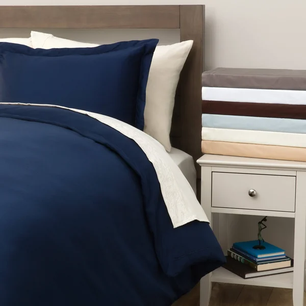 400 Thread Count Hemstitch Solid Duvet Cover Set Ivory King