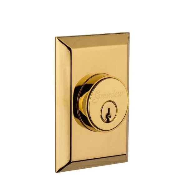 Grandeur Double Cylinder Deadbolt Fifth Avenue Plate in Lifetime Brass