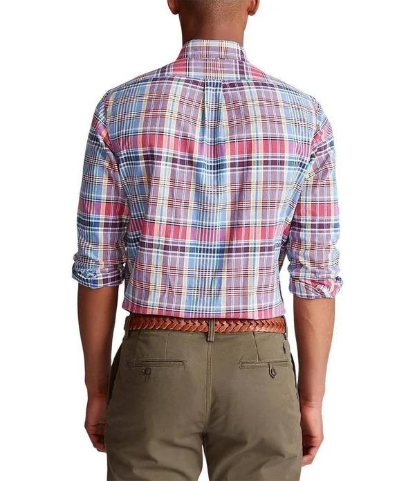 Polo Ralph Lauren Men's Classic-Fit Oxford Shirt - Pink Large Plaid