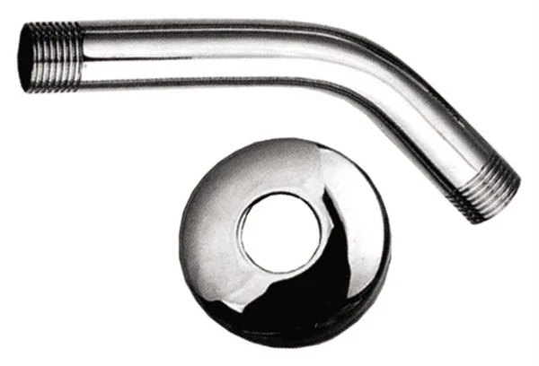 Whitehaus WHSA165-2-BN Showerhaus Short Solid Brass Shower Arm with Solid Brass Escutcheon - Brushed Nickel
