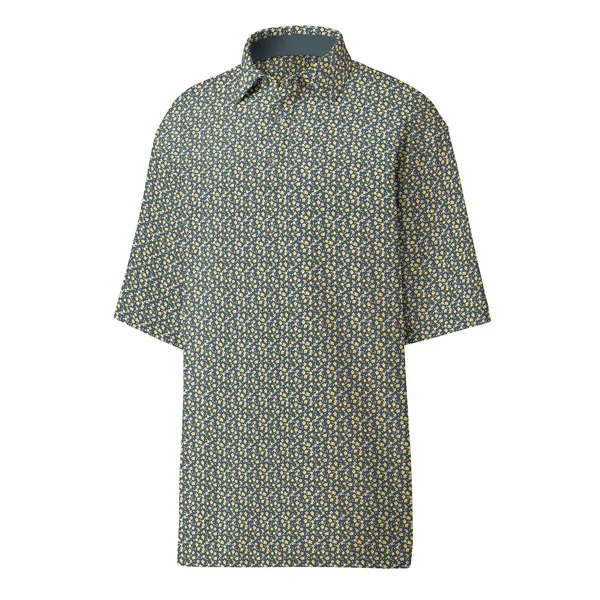 FootJoy Lisle Flower Print Self Collar Polo - Slate - Large