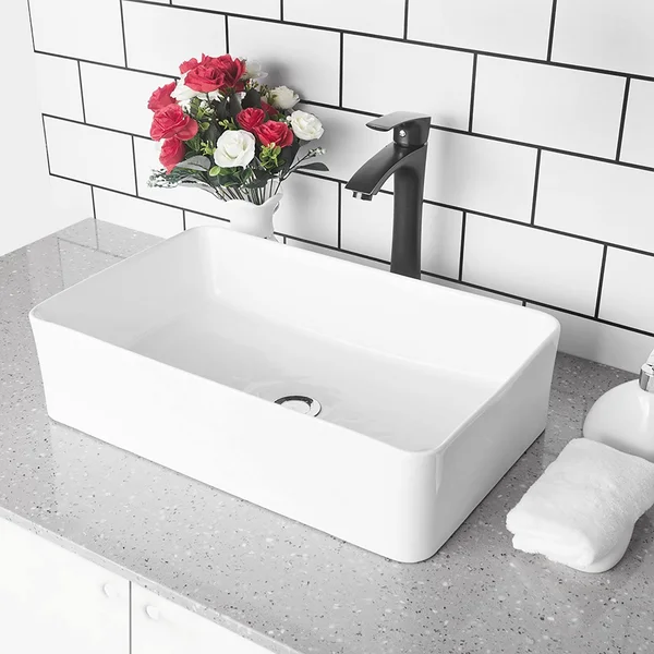 White Ceramic Rectangular Vessel Bathroom Sink GMPF2114