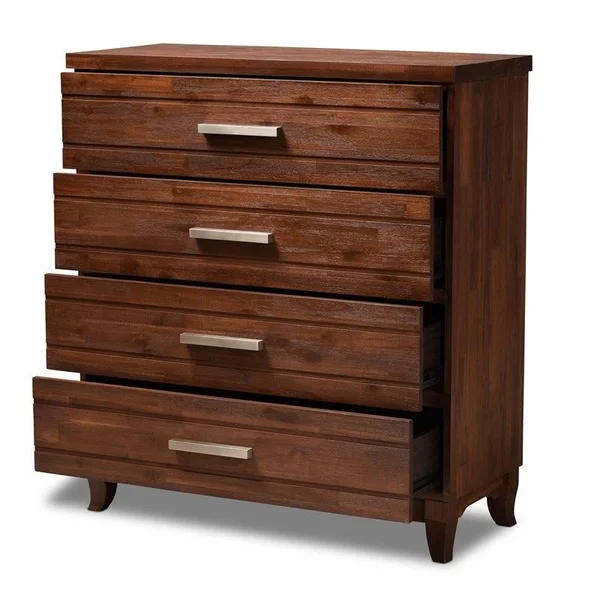 Bowery Hill Warm Oak Brown Finished Wood 4-Drawer Chest