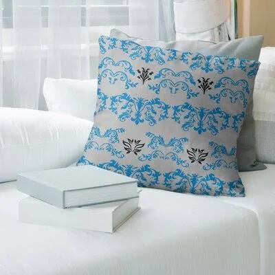 Carolina Football Baroque Square Pillow Cover East Urban Home Color: Gray/Blue/Black, Size: 18x22 x 18