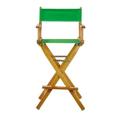 Folding Director Chair Fabric Color: Green, Frame Color: Honey Oak