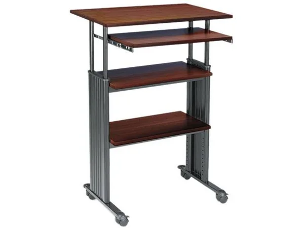Safco 1929CY Adjustable Height Stand-Up Workstation, 29W x 22D x 49H, Cherry/Black