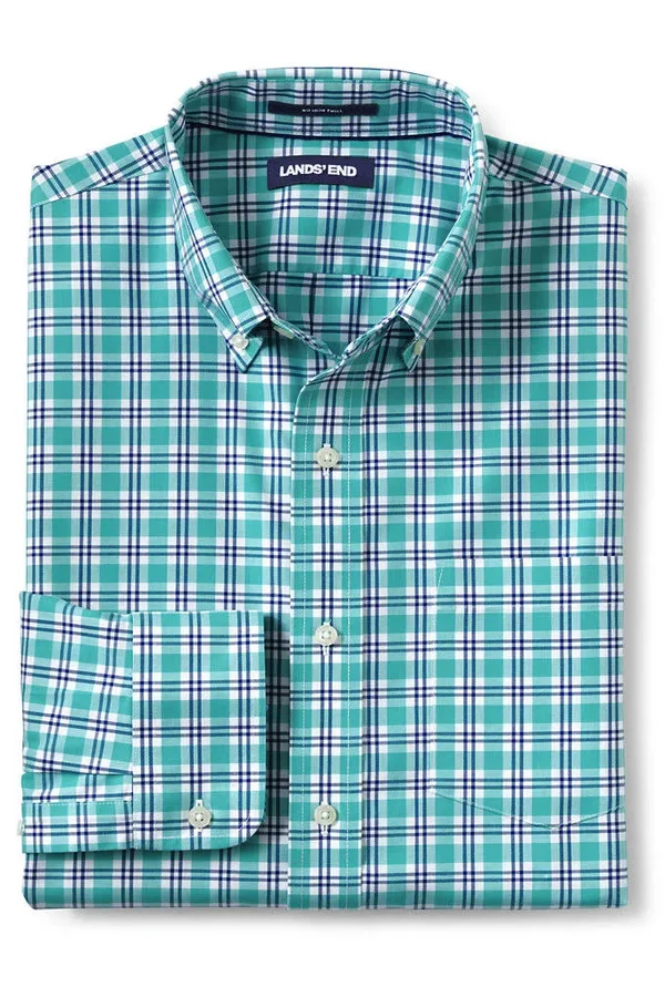 Men's Tall Tailored Fit No Iron Twill Shirt - Lands' End - Green - XL
