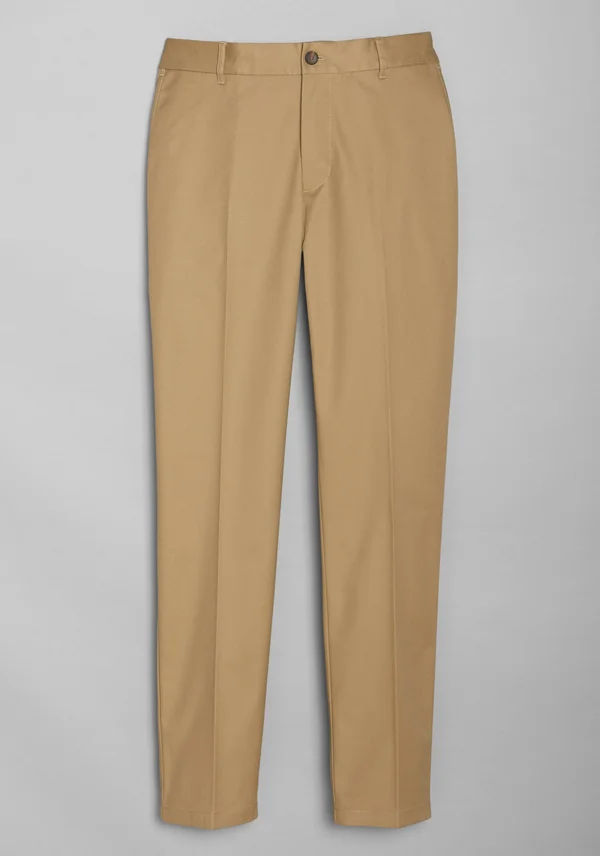 JoS. A. Bank Men's Travel Tech Slim Fit Flat Front Casual Pants, British Tan, 40x30