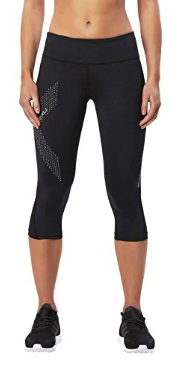2XU Women's Mid-Rise Compression 3/4 Tights, WA2865b-BLK/DRF-MT