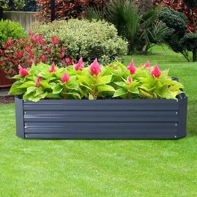 Garza 4 ft x 2 ft Galvanized Steel Raised Garden Bed Arlmont & Co. Color: Gray