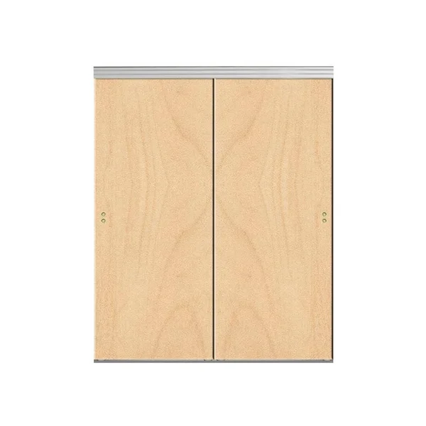 Impact Plus 60 in. x 84 in. Smooth Flush Stain Grade Maple Solid Core MDF Interior Closet Sliding Door with Chrome Trim