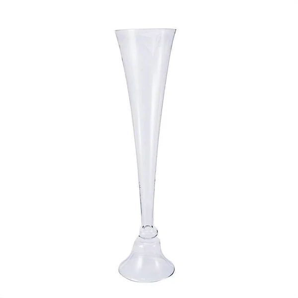 2 Clear 32 in Tall Reversible Glass Trumpet Vases Centerpieces