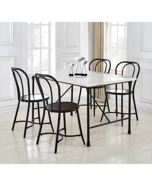 Steve Silver Claire White Marble Top Rectangular Dining Table