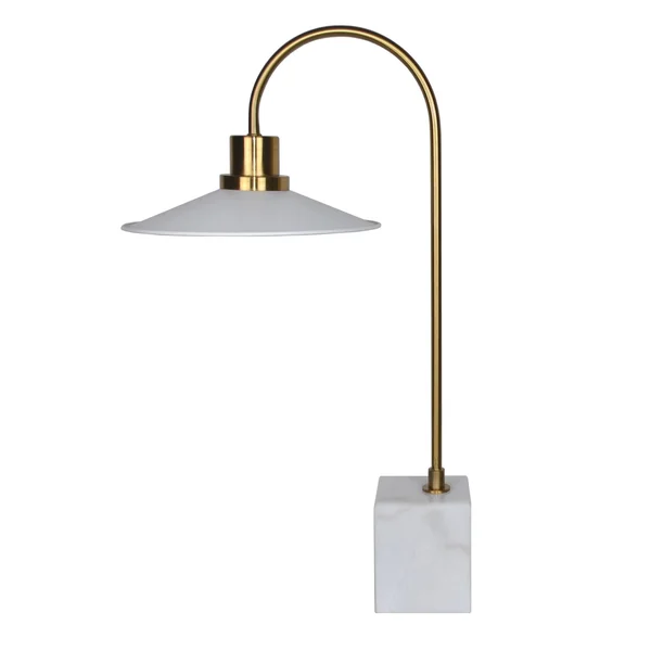 Sagebrook Home Metal Table Lamp Marble Base, Gold/White, 24 inch