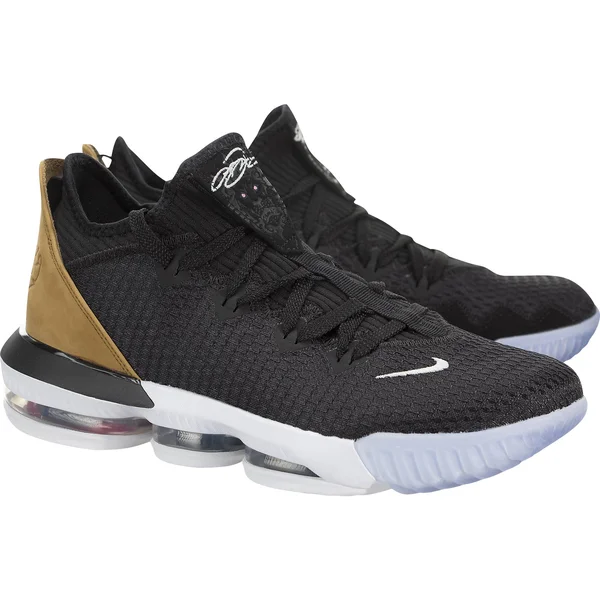 Nike Lebron 16 Low Basketball Shoes - Black/Gold/Wheat, Size 9.5