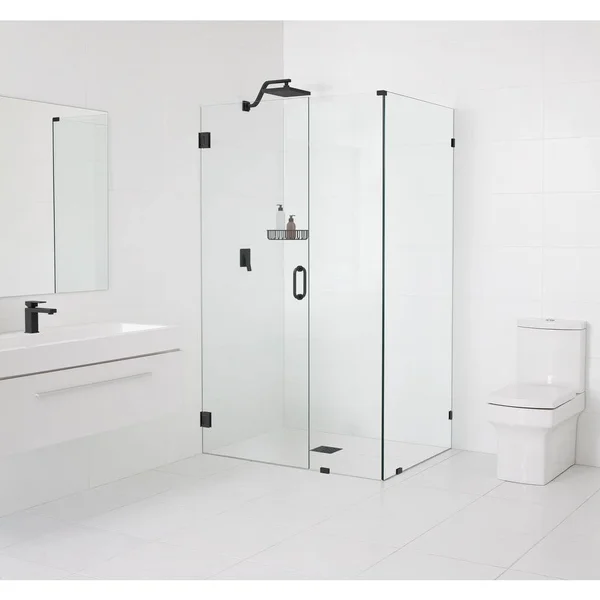 Glass Warehouse GW-90-WH-35.5-35-MB Hinged Frameless Shower Door Finish: Matte Black