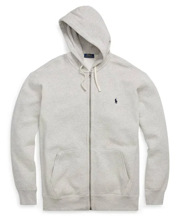 Men's Polo Ralph Lauren Casual Fleece Zip-Front Hoodie - Sport Heather Grey - Size 4X