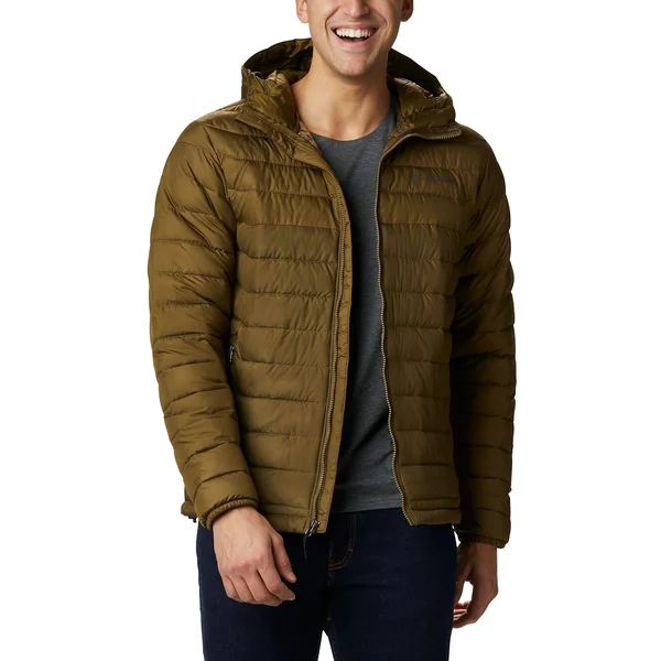 Columbia Powder Lite Hooded Jacket S, New Olive, Olive Brown