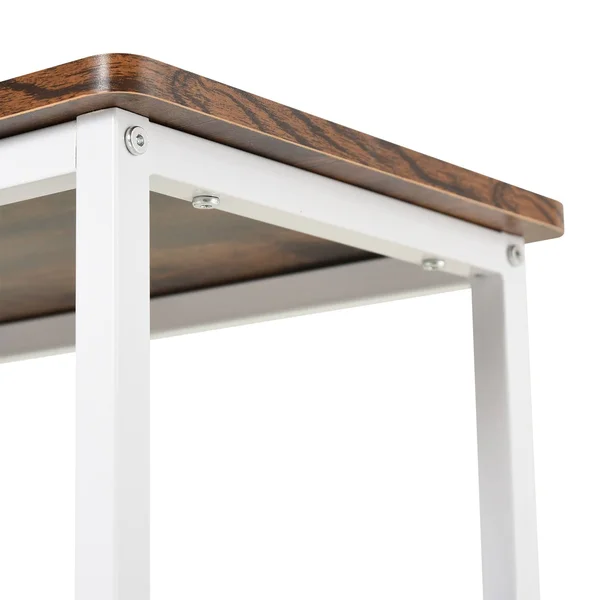 HOMCOM 3-Tier Industrial Style Storage Metal Wooden Shelf with A Robust Multi-functional Design & Adjustable Feet - White