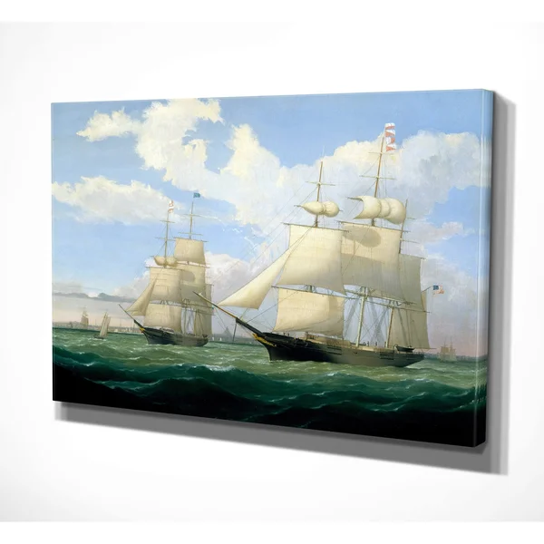 WexfordHome &Ships at Sea III& Drawing Print on Wrapped Canvas - Size: 36x22 H x 48x22 W x 1.5x22 D - 24 inches x 32 inches
