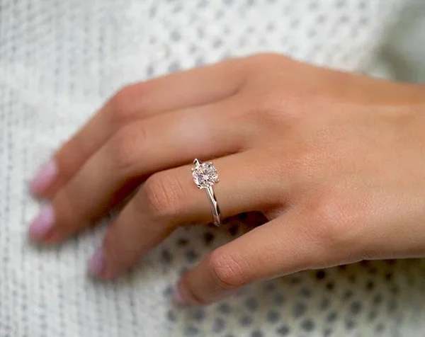 Classic Knife-Edge Solitaire Engagement Ring in 18K White Gold 2mm Width Band (Setting Price)