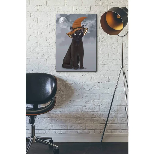 Epic Graffiti &Halloween Black Cat in Witches Hat& by Fab Funky Canvas Wall Art, 18x22x26x22