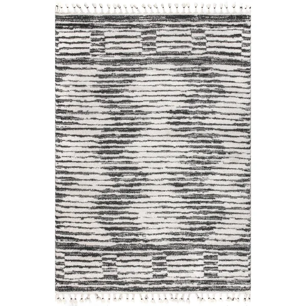 nuLOOM Beige Faded Abstract Tassel-Trim Seren Rug 5'x8'