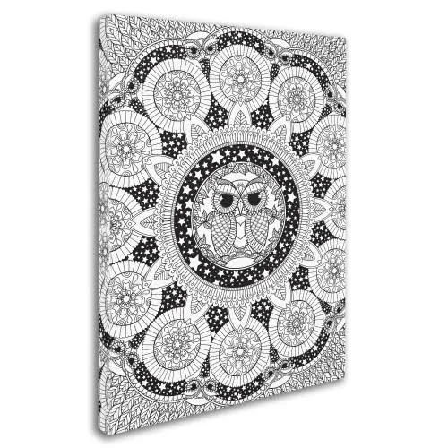 Trademark Fine Art &Night Owl Mandala& by Hello Angel Graphic Art on Wrapped Canvas - Size: 32x22 H x 24x22 W x 2x22 D