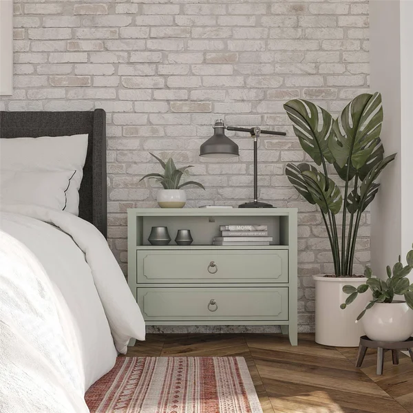 Novogratz Her Majesty 2 Drawer Nightstand, Green