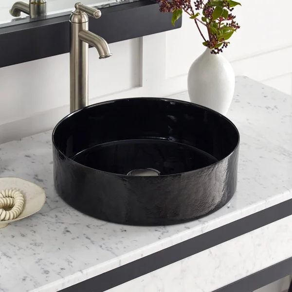 Native Trails Murano 16x22 Round Glass Bathroom Sink - Abyss, MG1616-AS
