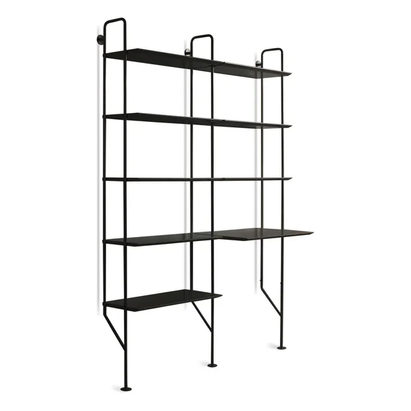 Hitch Add-On Bookcase and Desk Blu Dot Frame Color: Black - Shelves Color: White