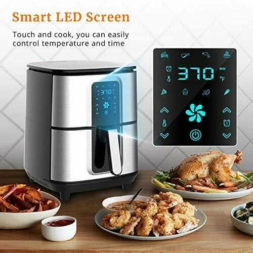 Kitcher 6.8qt Air Fryer - 1700W Toaster Oven & Oilless Cooker with Temperature Control, LED Touch Screen with 8 Presets, 50 R