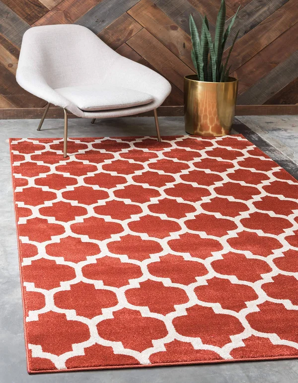 Unique Loom Philadelphia Trellis Rug, Terracotta (8& 0 x 11& 0)