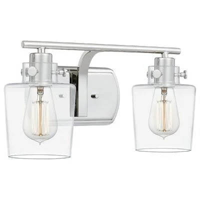 Aylesworth 2-Light Dimmable Polished Nickel Vanity Light Breakwater Bay
