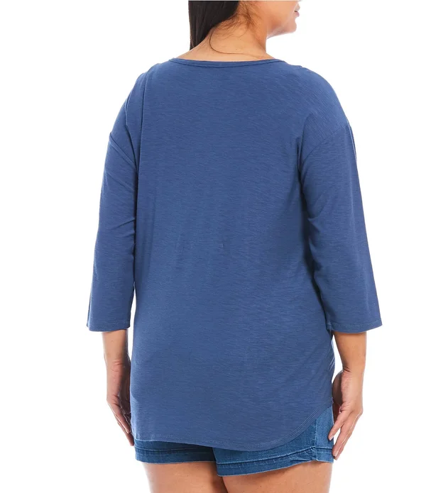 Westbound Plus Size 34 Sleeve Seam Solid Cotton Blend Tee - Womens, 2X, Antique Green - Dillard&s Exclusive