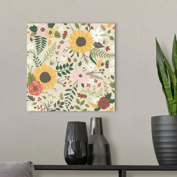 Autumn Garden Pattern VIII, Canvas Wall Art, 16x16, Great Big Canvas