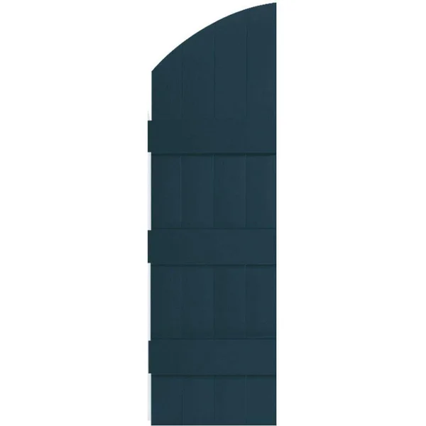 14 inchw x 76 inchh (69 inch Low Side) Lifetime Vinyl - Custom Four Board Joined w/ Archtop (3 Batten), Board-n-Batten Shutters
