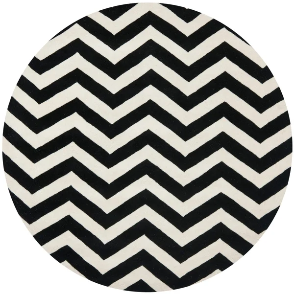 Safavieh Chatham Ivory/Black 9 ft. x 9 ft. Round Area Rug