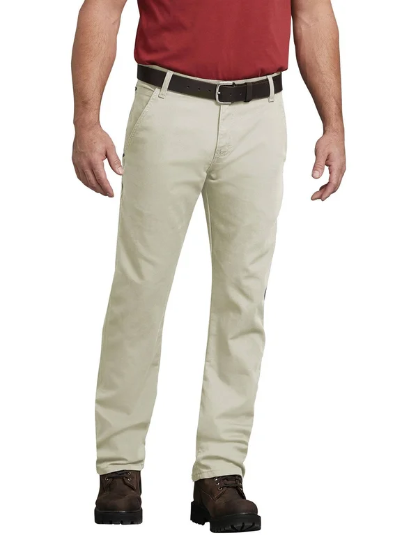 Dickies DP802 Flex Regular Fit Straight Leg Tough Max Duck Carpenter Pants - Stonewased Stone - 36