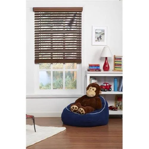 Safe Styles UBJ22X48BK 2 in. Cordless Faux Wood Blind Dark Oak - 22 x 48 in.