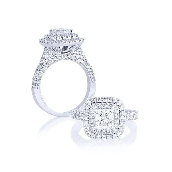 Joancee Cushion Cut White Sapphire 925 Sterling Silver Halo Engagement Ring
