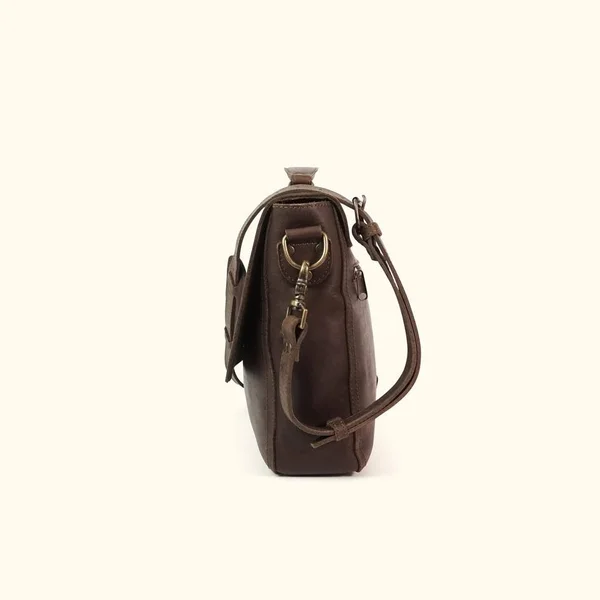 Denver Leather Laptop Messenger Bag, Dark Briar