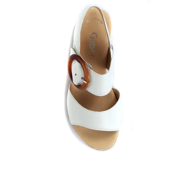 Gabor Women's Yeo Wedge Sandals with Buckle - White, US 09.5