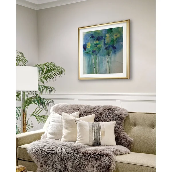 Birch in Blues -Framed Giclee Print - 32x32