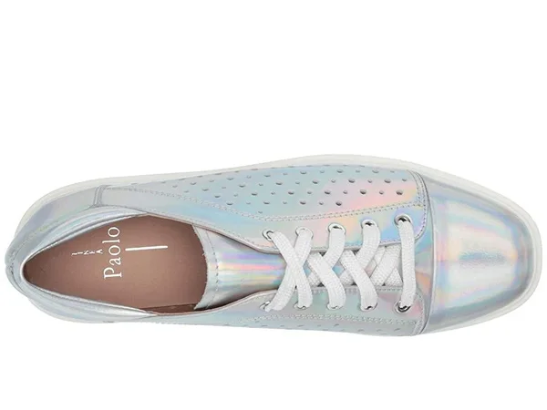 Linea Paolo Kendra Sneaker Women's Shoes Silver Iridescent Metallic : 7.5 M
