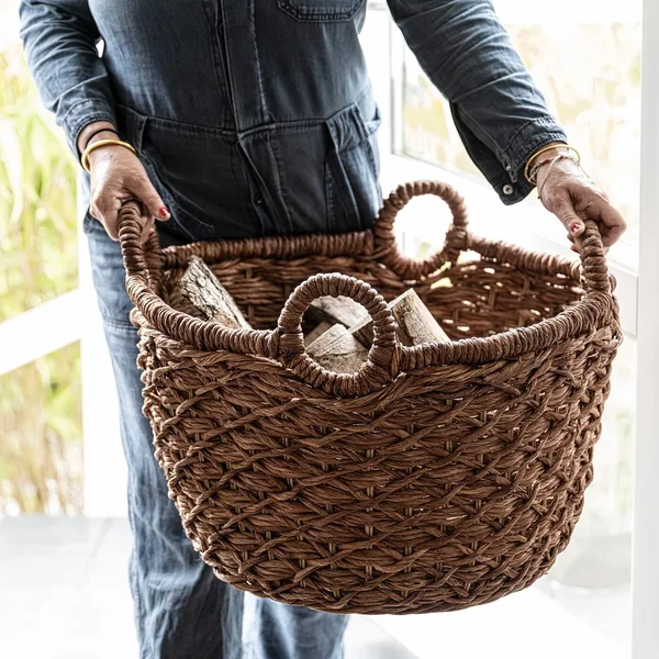 IKEA - LUSTIGKURRE Basket, brown/nipa Palm, 22絰22 絰15 ¾