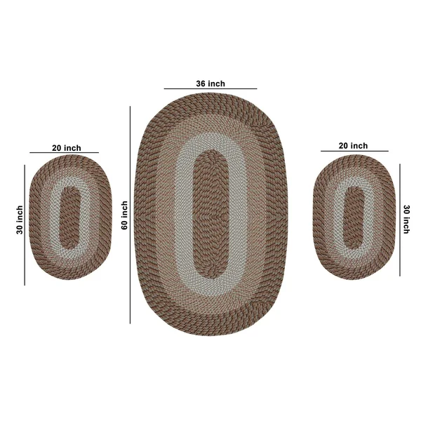 Better Trends SS-3PCB35BU 3 x 5 ft. Reversible Country Braid Rug Set - Burgundy Solid- 3 Piece