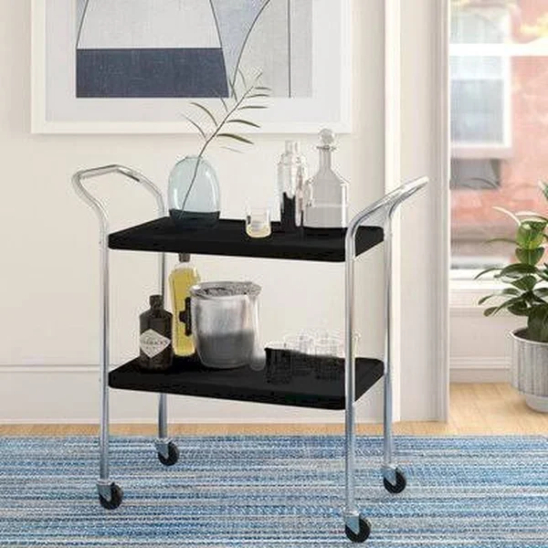 Bobbitt 2 Tier Bar Cart Mercury Row Top Color: Black